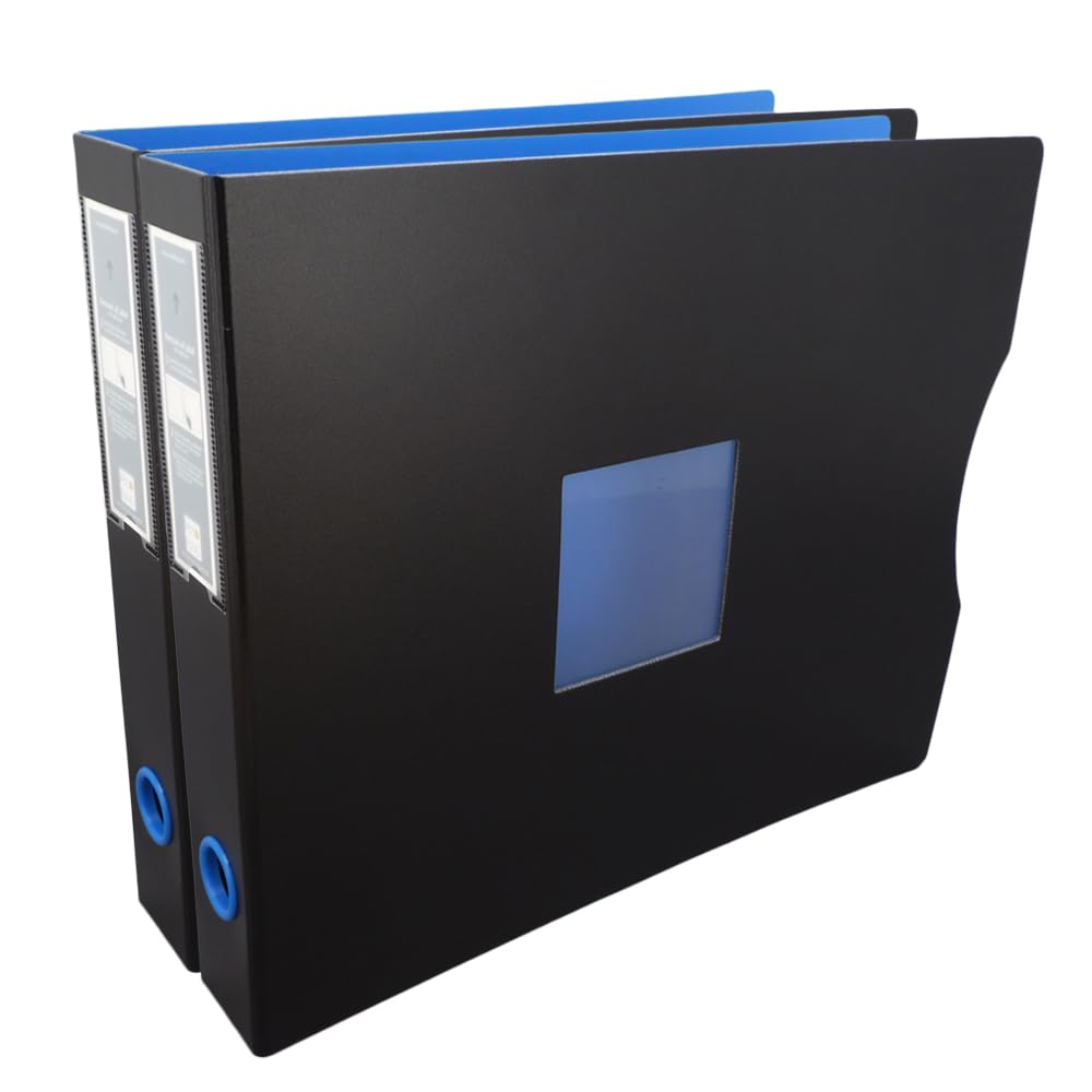 12 x 12 Scrapbook Album, 3-Ring, 1.5 inch D-Rings, Keepfiling, Black/Sapphire Blue, 2 Albums