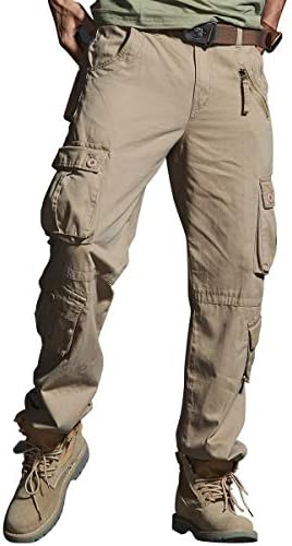 Men’s Cargo Relaxed Fit Pants Tactical Army Trousers Combat Work Military Khaki
