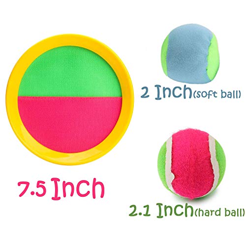 BEYUMI Paddle Catch Ball Set Wurf- und Catch Ball-Spielset 4 Klettverschluss verstellbares Selbstklebepaddel 6 Bälle mit… – Bild 4
