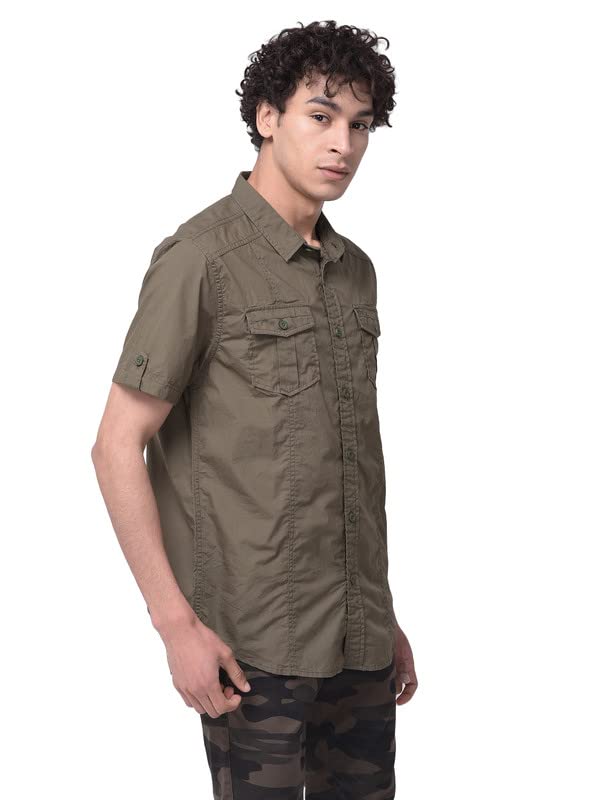 Image of Woodland Mens Cotton Printed Casual Regular Fit Half Sleeves Shirt