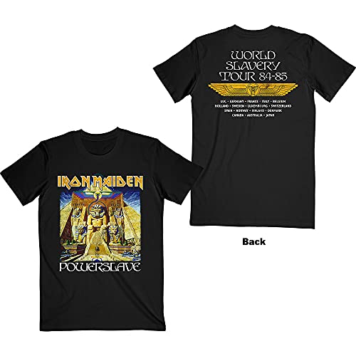 Iron Maiden Powerslave World Slavery Tour Official Tee T-Shirt Mens Unisex (Medium) Black