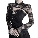 Lace Bolero Shrug Long Sleeve Black Goth Cropped Cardigan Top Gothic Punk Evening Wedding Shawl for Bride