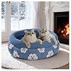 BALANCE Camas para gatos de interior, cama redonda lavable para gatos, bonita cama para gatitos de flores en 3D con parte inferior antideslizante para cachorros y gatitos, 20 pulgadas, color azul
