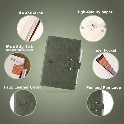 Mljtoyo Diary Planner 2025 A5 Page a Day,Hardcover Productivy Daily ...