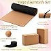 Seenelling 7 Pcs Cork All in One Yoga Essentials Kit Large Cork Yoga Mat and Blocks Set with Carry Strap and Alignment Lines 2 Pcs Massage Balls 10ft Stretch Strap for All Levels