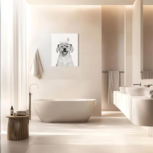 GFDHXSG Dog Wall Art for Bathroom, Black and White Labrador Canvas Picture, Size 7.9 x 9.8 Inches — view 2
