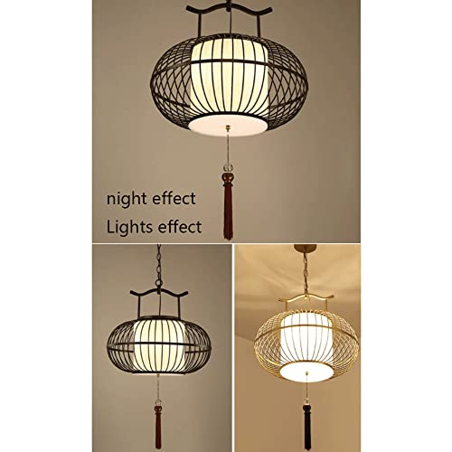 Lantaarnkroonluchter In Chinese Stijl Hangende Stoffen Lampenkap Semi-inbouw Retro Industriële Lamp Retro Creatieve Lamp… - Afbeelding 8
