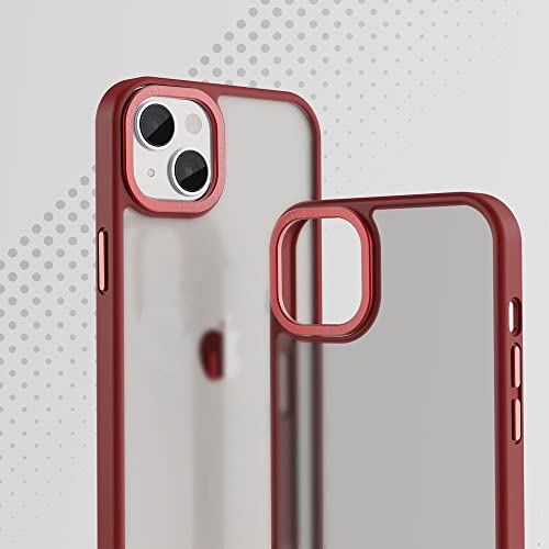 Image of Vaku Luxos Trans Armor for iPhone 14 Plus Cover Case, 6 Feet Drop, Metal Ring Camera Protection, Shockproof, Scratch Resistant, Slim, Compatible with iPhone 14 Plus Back Cover - Red