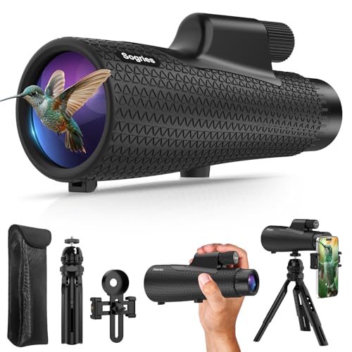15×55 Monocular Telescope, HD High Powered with Tripod and Phone Adapter, BAK4 Prism, Waterproof &...