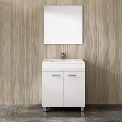 DUCHA-ES Mueble EKO con Lavabo y Espejo Blanco 60CM