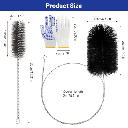 Set Spazzola Cane 2-In-1 Per Pulizia Canna Fumaria – Scovolo Canna Fumaria E Spazzacamino Canna Fumaria Con Setole In Acciaio, Guanti 600G, Adatto A Stufa A Pellet Senza Canna Fumaria - 2