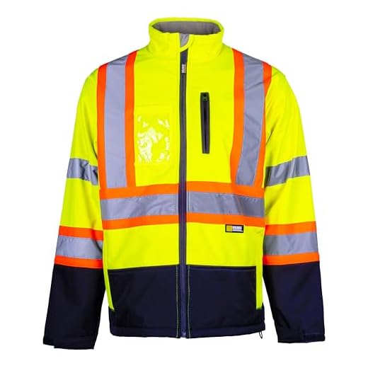Holmes Workwear Hi-Vis Yellow Softshell Jacket - Waterproof and Breathable Reflective Jacket with Fleece Lining, 3X-Large