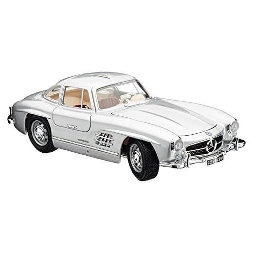 Bburago- Mercedes Benz 300 SL Plata Coche de Juguete, Color Plateado (18-12047S)