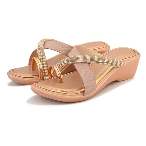 Image of Centrino Women's Wedge Heel Sandals | Stylish Slip-On Sandals for Ladies | Soft Cushioned Footbed for Comfort | Elegant & Trendy Design | Lightweight and Durable Fashion Footwear (9410)