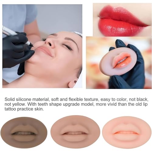 Image of Tattoo Fake Lips 9 Pieces 5D Fake Lips, Silicone Lips for Makeup Practice, Soft Tattoo Practice Lips Model for Semi Permanent Make Up Supplies