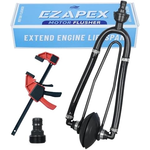 EZAPEX Boat Motor Flusher Muff with Bar Clamp Compatible with Engine Motors Below 60 HP Winterization Outboard and Inboard I/O Ear Warmer Hose Adapter | Dual-Flow | Marine Use Kit | Boat Accessories Cover