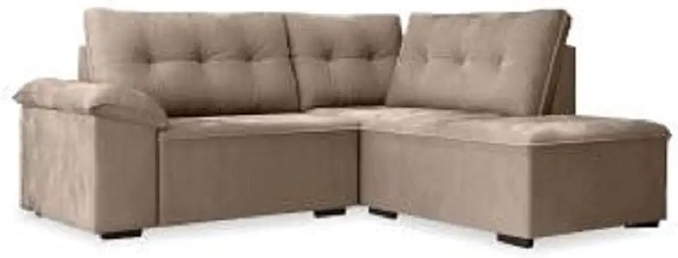 Sofá de Canto Retrátil 1,93m Cama 5 Lugares Tóquio Macchiato Veludo