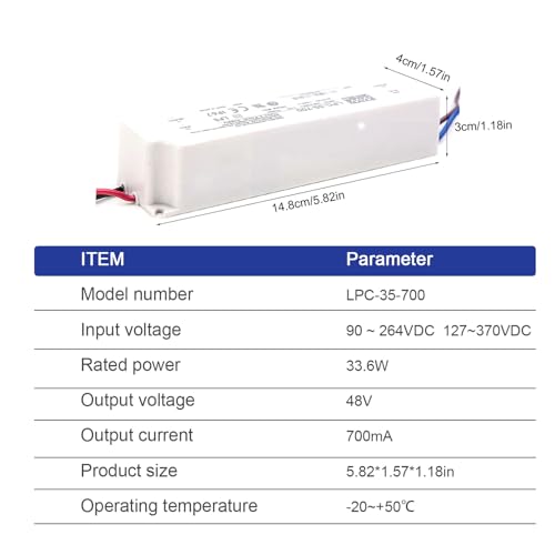 Image of LPC-35-700 35W LED Driver - 9-48V 700mA Constant Current, Durable Plastic Enclosure, IP67 Rated for Harsh Outdoor Conditions, Ideal for Commercial and Architectural Lighting