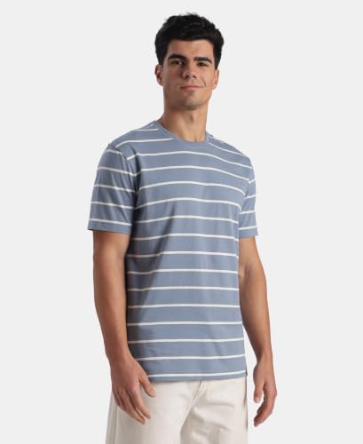 Image of Jockey 2715 Men Super Combed Cotton Rich Striped Round Neck Half Sleeve T-Shirt