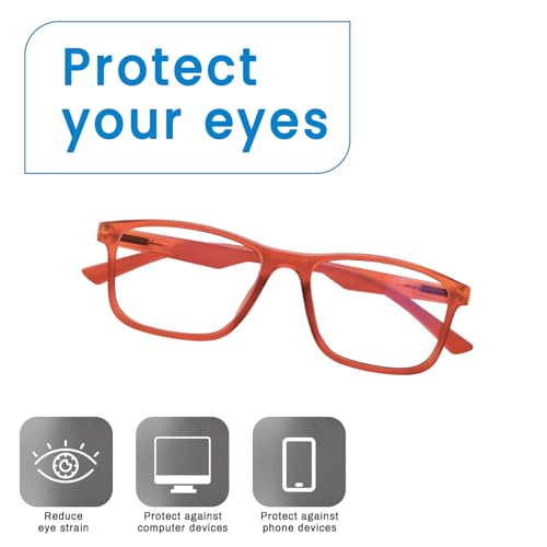 Image of UV Protection Glasses Blue Cut Blocking Harmful Rays Glasses for Men & Women Zero Power Computer Specs Eye Protection Lightweight Frame with Case & Cleaning Cloth