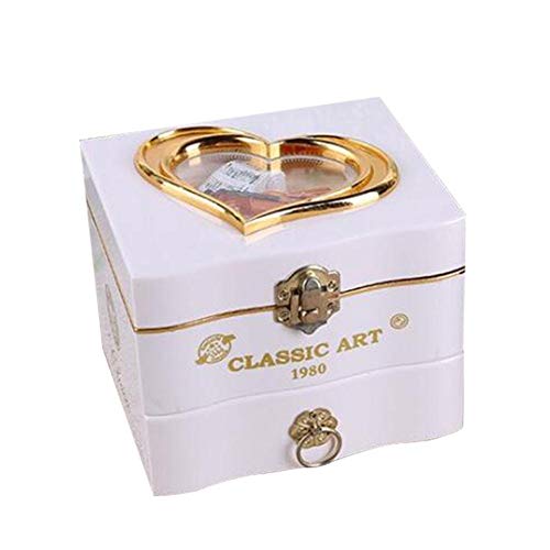 Kitabetty Joyero musical, Bailarina giratoria Bailarina Música Joyero Caja de baratijas, Con cajón de almacenamiento y espejo de vanidad, para guardar anillos, pendientes y pulseras, 3u00d711.5u00d711 cm