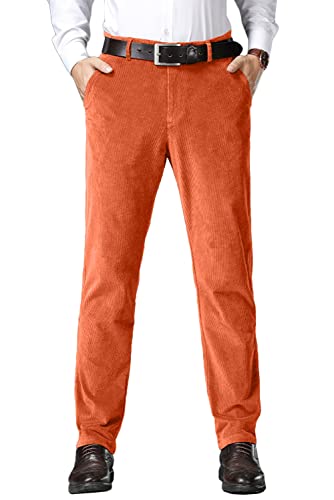 Wemaliyzd Men Casual Corduroy Work Cargo Pants Elastic Waist Suit Trousers