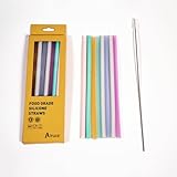 8.6-inch (220mm) Reusable Silicone Straws – Set of 8 Soft Pastel Straws + Cleaning Brush + Kraft box – BPA-Free, Dishwasher Safe – Great for Smoothies & Iced Coffee (Fits Tumblers up to 26oz)