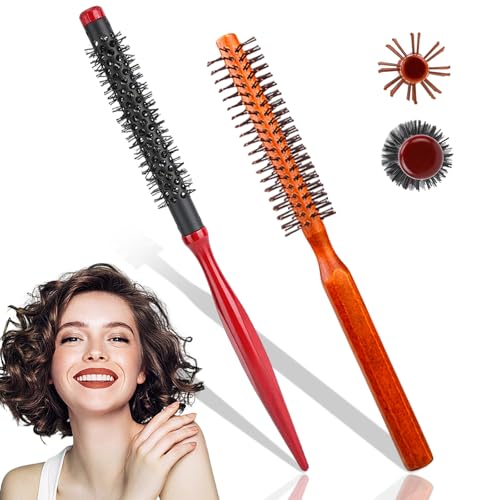 WhaleO 2 cepillos redondos para el pelo, cepillo redondo pequeño, profesional, mini cepillos para el pelo, pelo fino, cola de caballo, barba, rizos