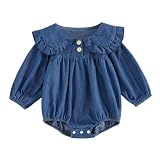 Motlapol Baby Girl Denim Bubble Romper Long Sleeve...