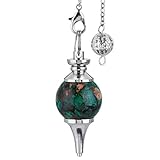 SUNYIK Malachite Stone Ball Pendulum Point Healing Chakra Divination