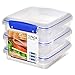 Sistema 3-Piece Sandwich Containers for Lunch Boxes and Meal Prep, Dishwasher Safe, 1.9-Cup, Clear/Blue