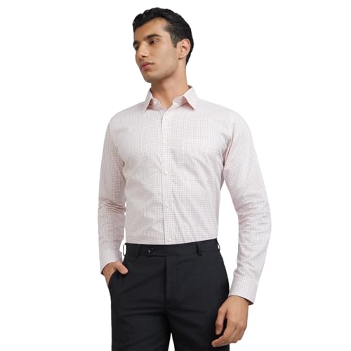 Image of Raymond Men Slim Fit Structure Pattern Pure Cotton Semi Cutaway Collar Full Sleeve Formal Shirt