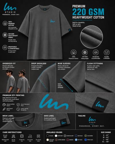 Image of Oversized T-Shirt for Men and Women, Black, White, and Charcoal Grey Colour, Cotton, Drop Shoulder Baggy Fit