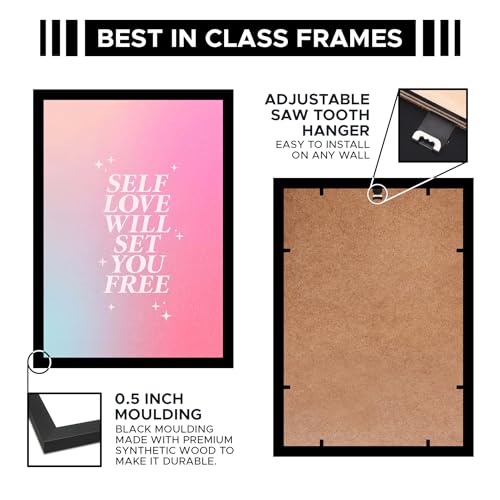 Image of CodersParadise Pastel Wall Poster Frames - Pack Of 6 | 8 x 12cm (A4 Size) | Aesthetic Artwork Framed Posters | Framed Posters For Living Room, Bedroom, Home And Office