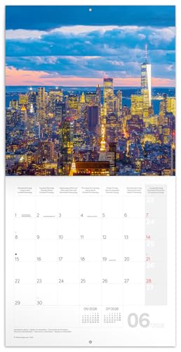 NOTIQUE Wandkalender 2026 New York Kalender, Broschürenkalender mit Monatskalendarium, Broschurkalender Kalender 30 x 30 cm (30x60 Geöffnet)