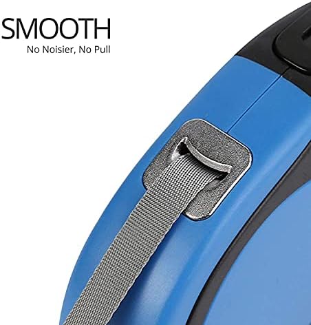 CFMOUR Retractable Dog Lead, 3m/15kg Blue Heavy-Duty Extendable Dog Leads for X-Small to Small Dogs Cats; Strong Nylon Tape Ribbon Leash, One-Button Brake&Lock, Bonus Training Clicker