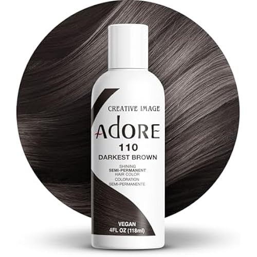 Adore Semi Permanent Hair Color, 110 Darkest Brown, 4 Fl Oz