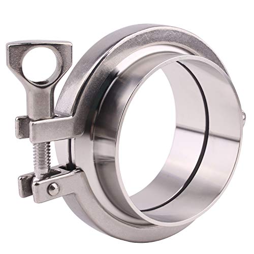 DERNORD Stainless Steel Tri-clamp (Tri-clover Clamp) + 2 Pcs SUS304 Sanitary Pipe Weld Ferrule + FKM Gasket (3 Inch)