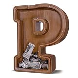 JOOMLAFLY Wooden Letter Piggy Bank for Kids Larger Letter Piggy Bank for Boys and Girls Personalized Piggy Bank Initial Coin Bank Wood Kids Money Bank for Birthday and Festival