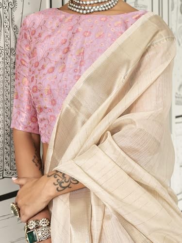 Image of MADHUHANSH Women's Cotton Linen Saree with Unstitched Blouse Piece and Solid Pattern | Mithila Painting Saree | Saree for Haldi Ceremony