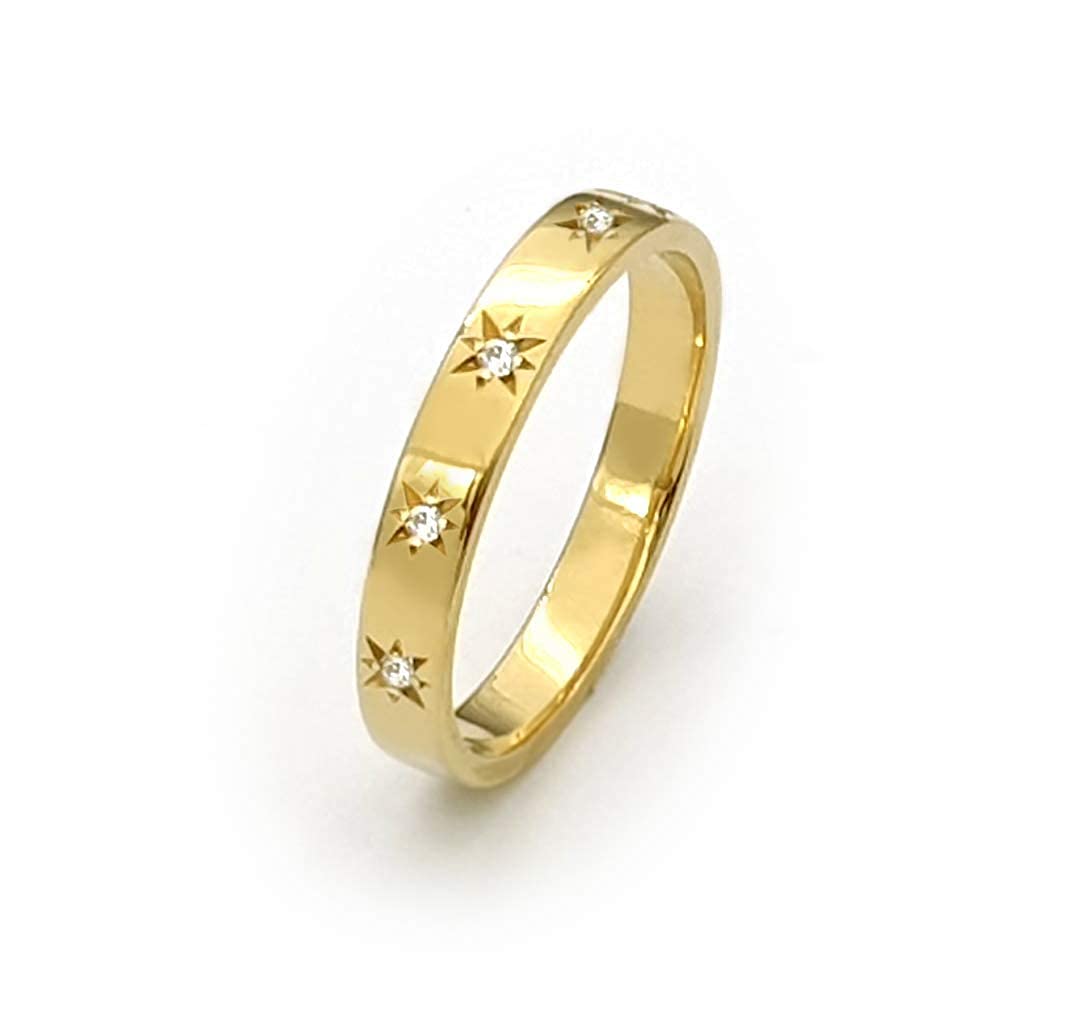 Elegantes Schmuckkästchen Frauen 10 Diamanten Ewigkeit Ehering in massivem Gold 9k, 14k &18k, Polaris Diamantband, Stern Kompass Diamantring, North Star Diamant Ring