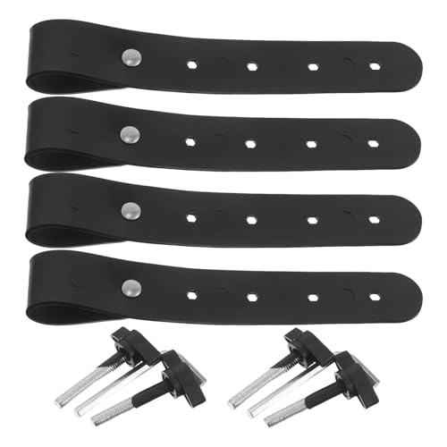 Healeved 2 Pares Correas de Fijación de Pu para Soporte Teclado Eléctrico, Accesorio Resistente y Plegable, Instalación Rápida para Estudio y Mesas Dj, Color Negro