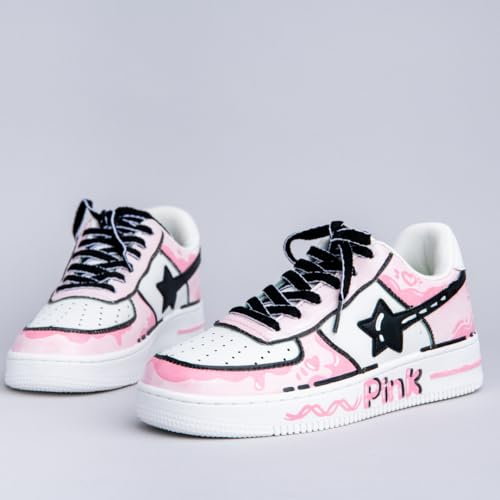 Bobo's House Unisex Hand-Painted Pink Star Chunky Sneakers Cute Star-Themed Vegan Platform Shoes4