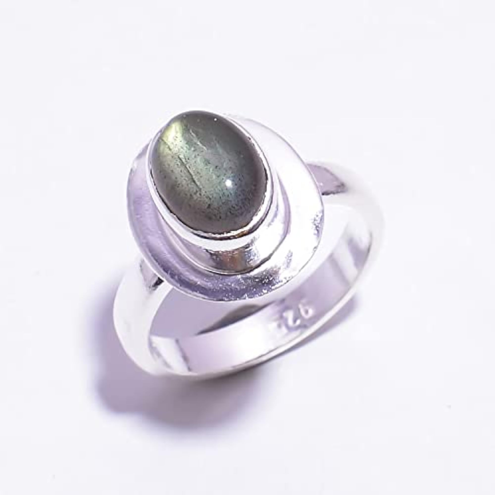 Children's Labradorite Oval Shape Ring, 925 Sterling