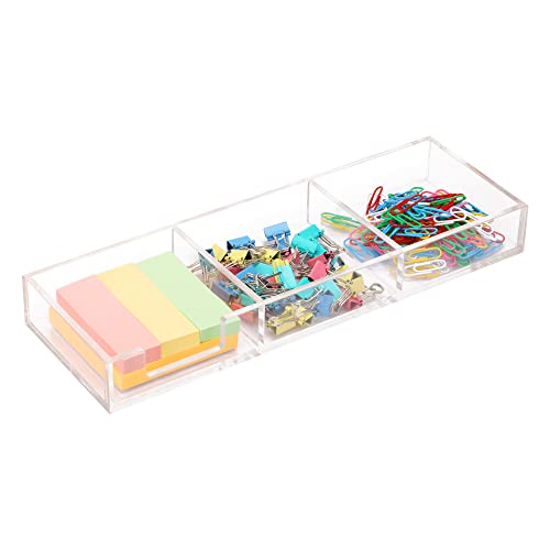 Worhe Sticky Notes Holder Clear Acrylic Box 3 In 1 Memo Holder Drawer Organizer For Office Home Post Pop Note For 3X3 Dispenser (Bq211) #TOP5