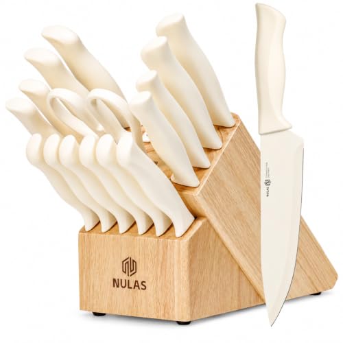 Image of 17-Piece Kitchen Knife Set with Block and Built-In Sharpener