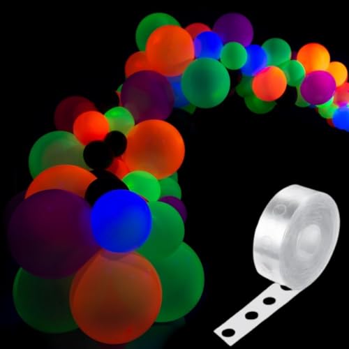 Kit 120 Balão Bexiga Neon 9 Polegadas + Fita Para Arco Desconstruído 5M – Suporte Para Arco De Balão