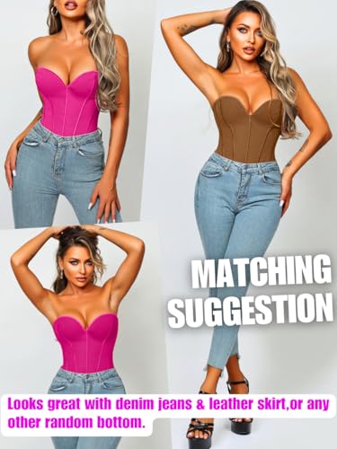 Image of ChiaoLezhee Heart Corset Top For Women, Sexy Concert Outfits Going Out, Strapless Crop Top, Overbust Bustier