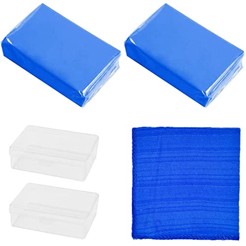 Barre d'argile Voiture, 2 Pièces Clay Bar 100g Argile de Nettoyage de Voiture, Auto Car Clay Bar Livré avec Chiffon de Nettoyage et boîte de Rangement pour Voiture Camion Auto Véhicule Moto Cover