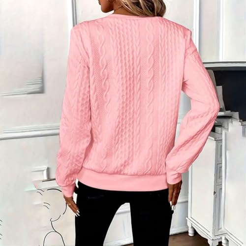 Gezqieunk Jumpers for Women Uk Jumpers for Women Uk Half Zip Calble Knitted Sweatshirts Casual Fleece Sweaters Long Sleeve Pullover Winter Autumn Trendy Tops Loose Comfy Tunics Pink M - Image 3